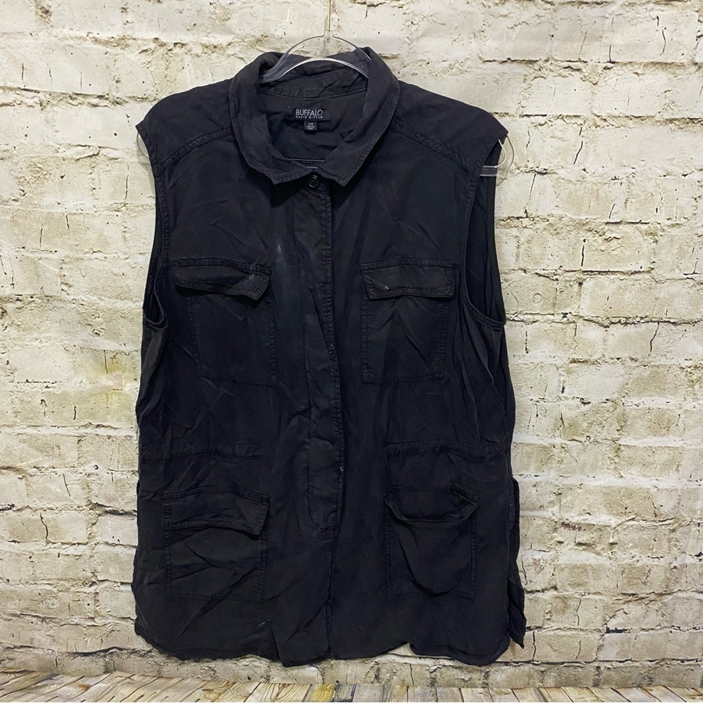 Buffalo David Bitton Black Lyocell Toggle Waist Sleeveless Vest Top